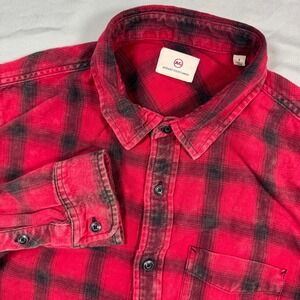 AG Adriano Goldschmied Mens Plaid Long Sleeve Shirt Sz S Red Lumberjack Gingham